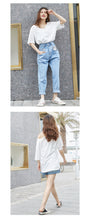Load image into Gallery viewer, Short-sleeved t-shirt, women's loose 2019 new V-collar solid color trimmed design bottom shirt, Korean version top 6016