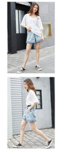 Load image into Gallery viewer, Short-sleeved t-shirt, women's loose 2019 new V-collar solid color trimmed design bottom shirt, Korean version top 6016