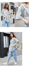 Load image into Gallery viewer, 2019 New White Short Sleeve T-Shirt Hong Kong Wind V-Neck Design Short Back Long Solid Color Pocket T-Shirt 66013