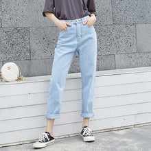 Load image into Gallery viewer, Jeans Women's Loose Straight Nine Points 2019 New Korean version of High-waist Leisure Daddy Pants Slim 827