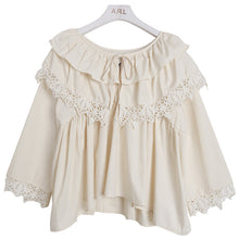 Load image into Gallery viewer, 2019 Korean women's chic wind cake collar shirt Joker ladies sweet cuff lace shirt jacket 163