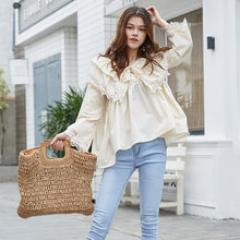 Load image into Gallery viewer, 2019 Korean women's chic wind cake collar shirt Joker ladies sweet cuff lace shirt jacket 163