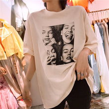 Load image into Gallery viewer, Net red Haragufeng 2019 summer Korean women's round neck short sleeve shirt minimalist printed head T-shirt women 3189