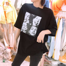 Load image into Gallery viewer, Net red Haragufeng 2019 summer Korean women's round neck short sleeve shirt minimalist printed head T-shirt women 3189