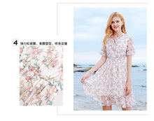 Load image into Gallery viewer, Summer high-quality women's wear temperament in 2019 V-neck elastic chic light-ripe printed chiffon dress 69216