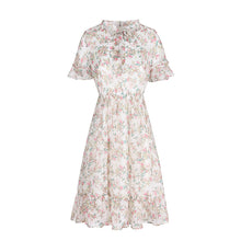 Load image into Gallery viewer, Summer high-quality women's wear temperament in 2019 V-neck elastic chic light-ripe printed chiffon dress 69216