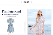 Load image into Gallery viewer, Summer high-quality women's wear temperament in 2019 V-neck elastic chic light-ripe printed chiffon dress 69216