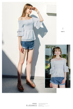 Load image into Gallery viewer, 2019 Summer new brand women's sexy word five-inch striped temperament 58,977