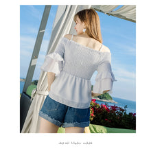Load image into Gallery viewer, 2019 Summer new brand women's sexy word five-inch striped temperament 58,977