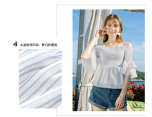 Load image into Gallery viewer, 2019 Summer new brand women's sexy word five-inch striped temperament 58,977