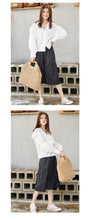 Load image into Gallery viewer, 2019 New Korean Women's Wear water soluble lace Doll Neck Shirt V Neck Design White Long Sleeve Shirt 2102