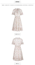 Load image into Gallery viewer, Summer high-quality women's wear temperament in 2019 V-neck elastic chic light-ripe printed chiffon dress 69216