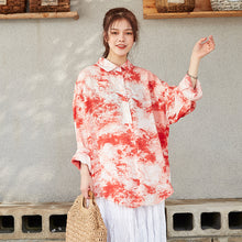 Load image into Gallery viewer, Summer 2019 women's printed shirt women's long sleeves Korean version of thin faded loose shirt women 5744