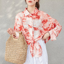 Load image into Gallery viewer, Summer 2019 women's printed shirt women's long sleeves Korean version of thin faded loose shirt women 5744