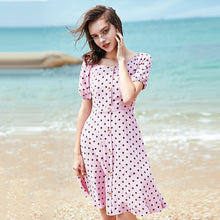 Load image into Gallery viewer, Summer 2019 New Brand Woman's Bubble Sleeve Point Printed Skirt Lightweight Chiffon Dress 63227