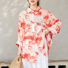 Load image into Gallery viewer, Summer 2019 women's printed shirt women's long sleeves Korean version of thin faded loose shirt women 5744