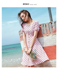 Load image into Gallery viewer, Summer 2019 New Brand Woman's Bubble Sleeve Point Printed Skirt Lightweight Chiffon Dress 63227
