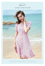 Load image into Gallery viewer, Summer 2019 New Brand Woman's Bubble Sleeve Point Printed Skirt Lightweight Chiffon Dress 63227