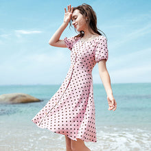 Load image into Gallery viewer, Summer 2019 New Brand Woman's Bubble Sleeve Point Printed Skirt Lightweight Chiffon Dress 63227