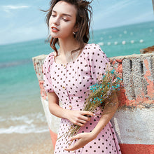 Load image into Gallery viewer, Summer 2019 New Brand Woman's Bubble Sleeve Point Printed Skirt Lightweight Chiffon Dress 63227