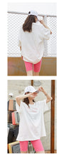 Load image into Gallery viewer, Summer 2019 high-end women's wholesale short-sleeved jacket with thin round collar and loose print T-shirt 3210