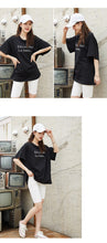 Load image into Gallery viewer, Summer 2019 high-end women's wholesale short-sleeved jacket with thin round collar and loose print T-shirt 3210