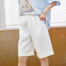 Load image into Gallery viewer, 2019 Korean version 13 lines women's high waist Suit Shorts women's loose professional straight tube high waist broad leg shorts 3221