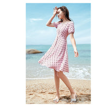Load image into Gallery viewer, Summer 2019 New Brand Woman's Bubble Sleeve Point Printed Skirt Lightweight Chiffon Dress 63227