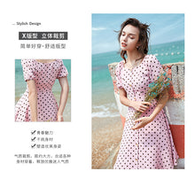 Load image into Gallery viewer, Summer 2019 New Brand Woman's Bubble Sleeve Point Printed Skirt Lightweight Chiffon Dress 63227