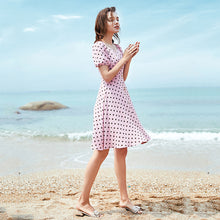 Load image into Gallery viewer, Summer 2019 New Brand Woman's Bubble Sleeve Point Printed Skirt Lightweight Chiffon Dress 63227