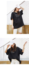 Load image into Gallery viewer, Summer 2019 high-end women's wholesale short-sleeved jacket with thin round collar and loose print T-shirt 3210