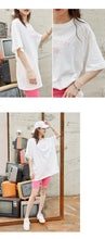 Load image into Gallery viewer, Summer 2019 high-end women's wholesale short-sleeved jacket with thin round collar and loose print T-shirt 3210
