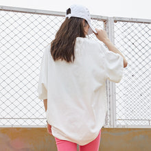 Load image into Gallery viewer, Summer 2019 high-end women's wholesale short-sleeved jacket with thin round collar and loose print T-shirt 3210