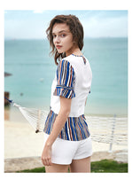 Load image into Gallery viewer, Summer 2019 new brand women's wear round collar collision color Pullover Jacket leisure printed chiffon shirt 58216
