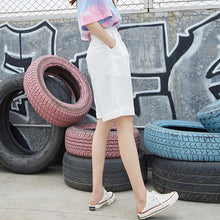 Load image into Gallery viewer, 2019 Korean version 13 lines women's high waist Suit Shorts women's loose professional straight tube high waist broad leg shorts 3221