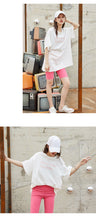 Load image into Gallery viewer, Summer 2019 high-end women's wholesale short-sleeved jacket with thin round collar and loose print T-shirt 3210