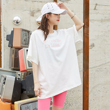 Load image into Gallery viewer, Summer 2019 high-end women's wholesale short-sleeved jacket with thin round collar and loose print T-shirt 3210