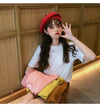 Load image into Gallery viewer, Net red explosions 2019 new women's casual Joker solid color T-shirt women's crew neck simple and comfortable cotton base shirt