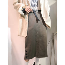 Load image into Gallery viewer, 2019 New Summer ins Overfire Medium-length A-shaped Retro High-waist Half-length Skirt Women's Buttock Skirt One-step Skirt 3195