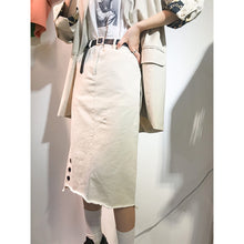 Load image into Gallery viewer, 2019 New Summer ins Overfire Medium-length A-shaped Retro High-waist Half-length Skirt Women's Buttock Skirt One-step Skirt 3195