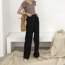 Load image into Gallery viewer, Summer 2019 Korean version of high waist silky loose high waist casual wide leg pants women's pants straight pants 3252
