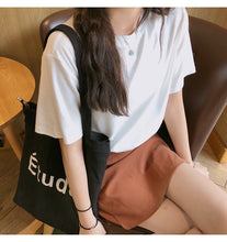 Load image into Gallery viewer, Net red explosions 2019 new women's casual Joker solid color T-shirt women's crew neck simple and comfortable cotton base shirt