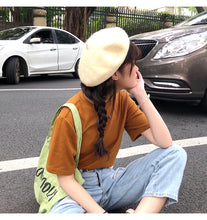 Load image into Gallery viewer, Net red explosions 2019 new women's casual Joker solid color T-shirt women's crew neck simple and comfortable cotton base shirt