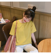 Load image into Gallery viewer, Net red explosions 2019 new women's casual Joker solid color T-shirt women's crew neck simple and comfortable cotton base shirt
