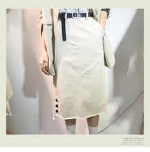 Load image into Gallery viewer, 2019 New Summer ins Overfire Medium-length A-shaped Retro High-waist Half-length Skirt Women's Buttock Skirt One-step Skirt 3195