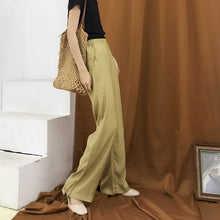 Load image into Gallery viewer, Summer 2019 Korean version of high waist silky loose high waist casual wide leg pants women's pants straight pants 3252