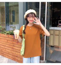 Load image into Gallery viewer, Net red explosions 2019 new women's casual Joker solid color T-shirt women's crew neck simple and comfortable cotton base shirt