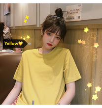 Load image into Gallery viewer, Net red explosions 2019 new women's casual Joker solid color T-shirt women's crew neck simple and comfortable cotton base shirt