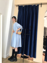 Load image into Gallery viewer, Summer 2019 new high-end cotton and linen women's solid color lace-up waist long skirt lantern sleeve A dress