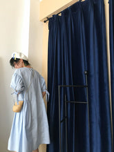Load image into Gallery viewer, Summer 2019 new high-end cotton and linen women's solid color lace-up waist long skirt lantern sleeve A dress
